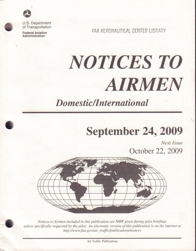 Notices To Airmen September 24 2009 USDOT FAA Library 090617FAA2