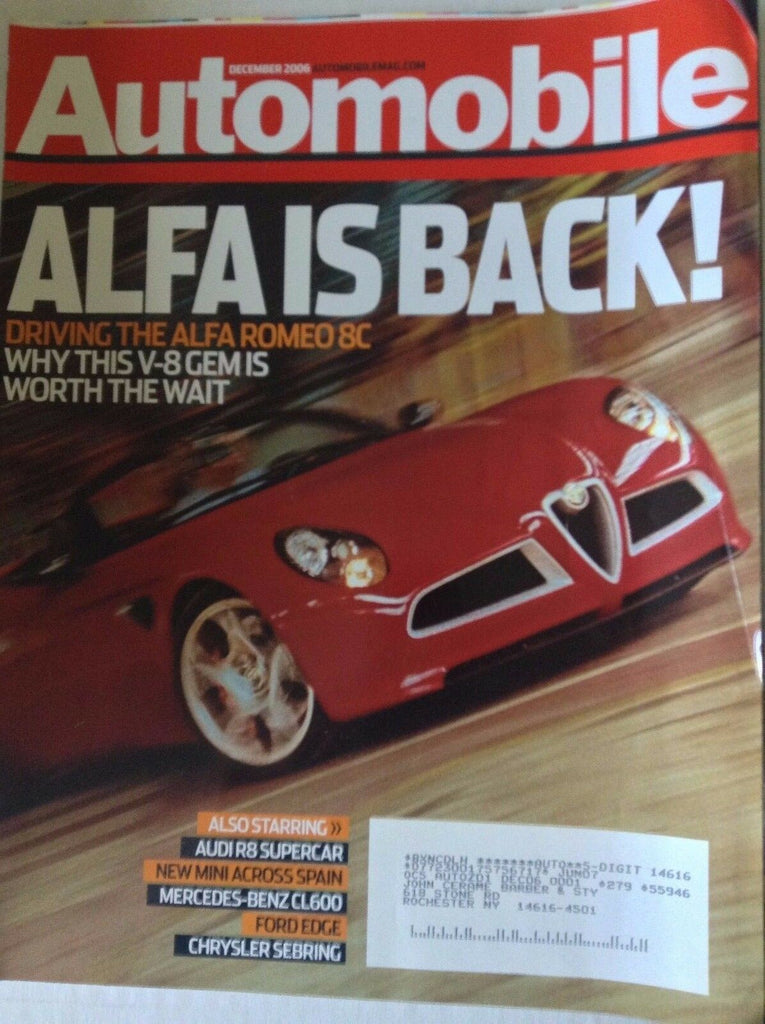 Automobile Magazine Alfa Romeo 8C V8 Gem December 2006 081817nonrh2