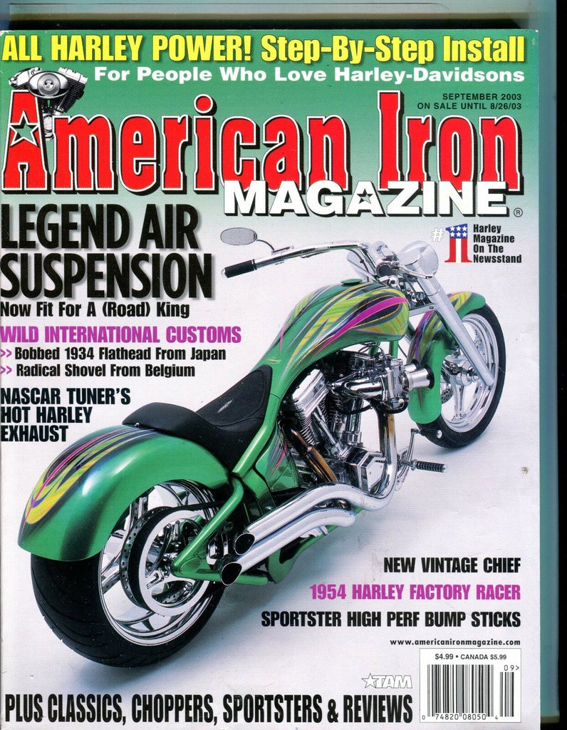 American Iron Magazine September 2003 Bobbed 1934 EX No ML 042817nonjhe