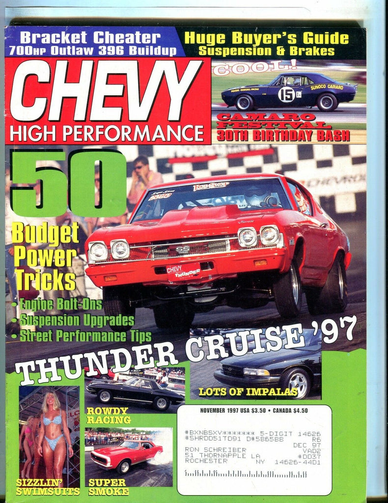 Chevy High Performance Magazine November 1997 EX w/ML 050517nonjhe