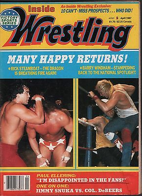 Inside Wrestling April 1987 Rick Steamboat, Barry Windham VG 122315DBE