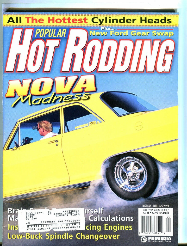 Popular Hot Rodding Magazine July 1998 Nova Madness EX w/ML 050617nonjhe