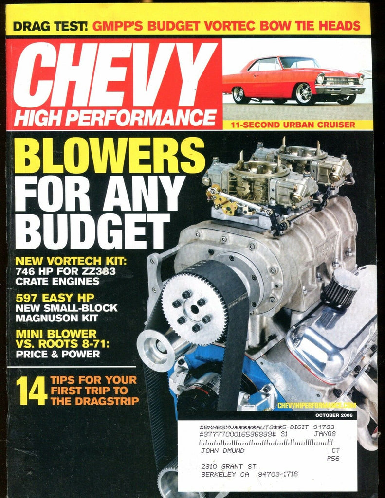 Chevy High Performance Magazine October 2006 EX w/ML 022517nonjhe