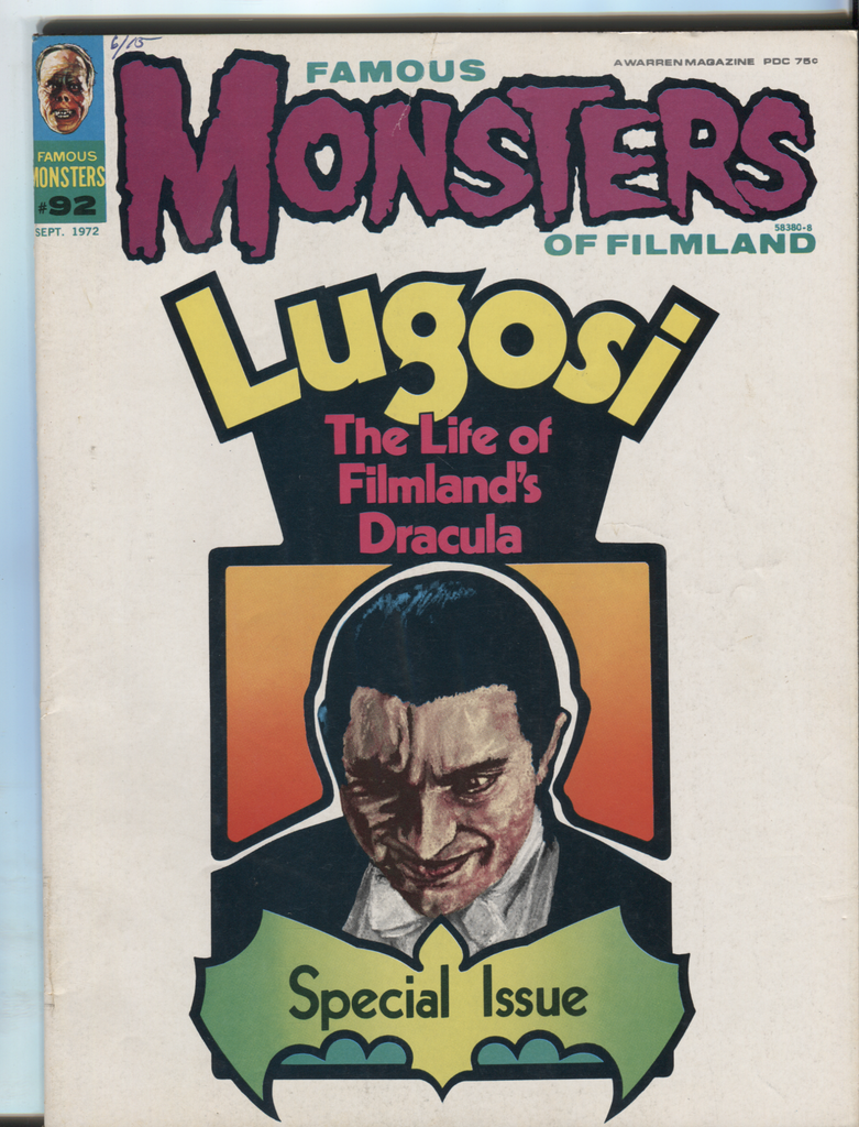 Famous Monsters of Filmland #92 September 1972 Bela Lugosi 022521DBE