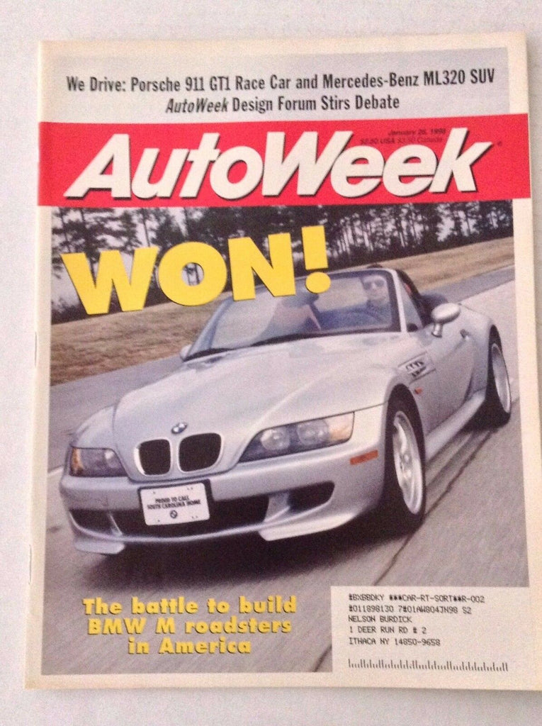 Autoweek Magazine Battle To Build BMW M Roadsters January 26, 1998 020617RH