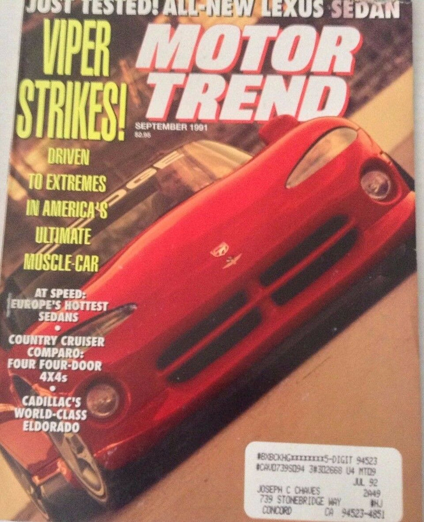 Motor Trend Magazine Country Cruiser Cadillac September 1991 080317nonrh