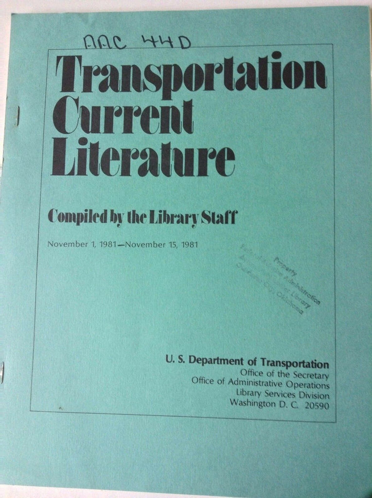 Transportation Current Literature Magazine November 1-15, 1981 FAL 050517nonrh