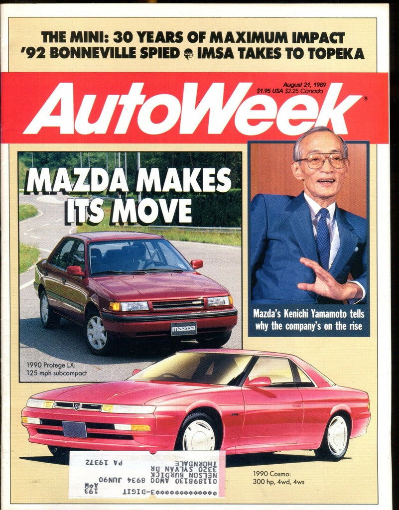 AutoWeek Magazine August 21 1989 Mazda EX w/ML 022217nonjhe