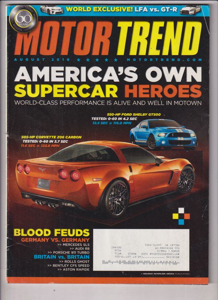 Motor Trend Ford Shelby GT500 Corvette Z06 Carbon August 2010 011820nonr