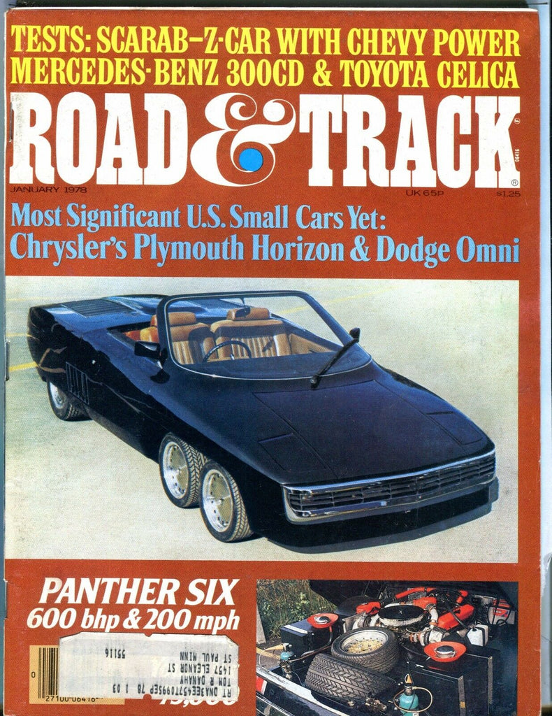 Road & Track Magazine January 1978 Dodge Omni Horizon VG w/ML 031317nonjhe