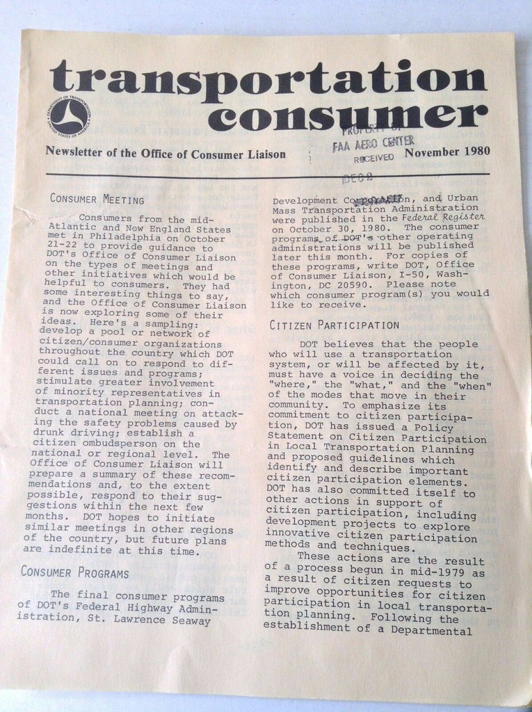 Transportation Consumer Magazine Consumer Meets November 1980 FAL 050717nonrh