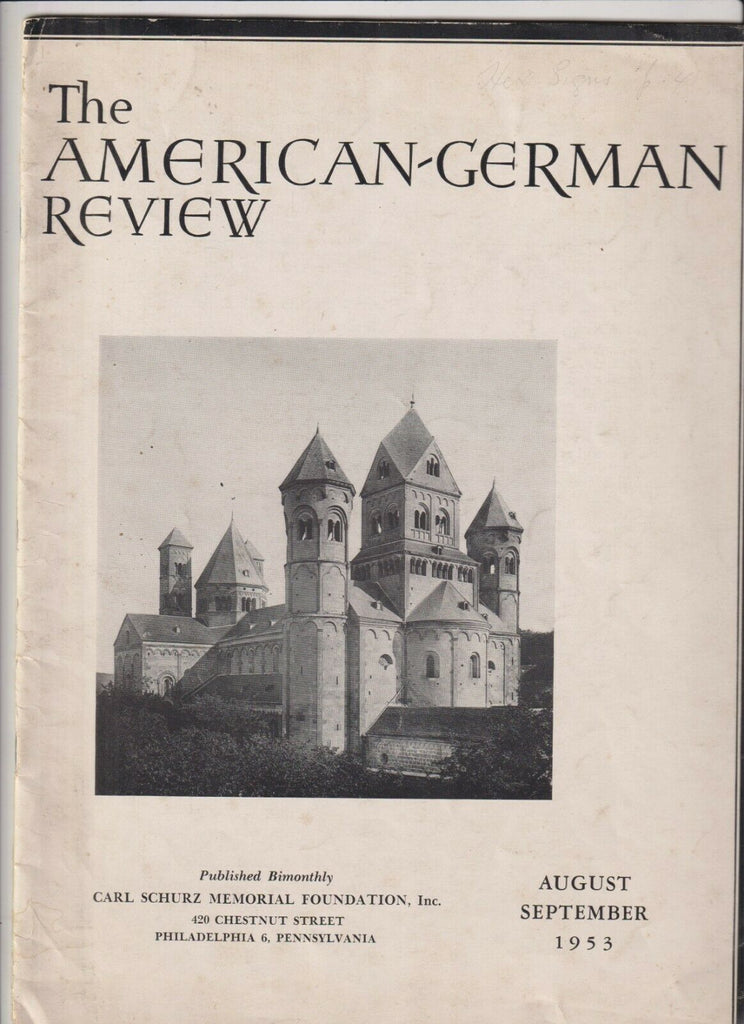 The American-German Review Mag Carl Schurz Foundation Aug/Sep 1953 032920nonrh