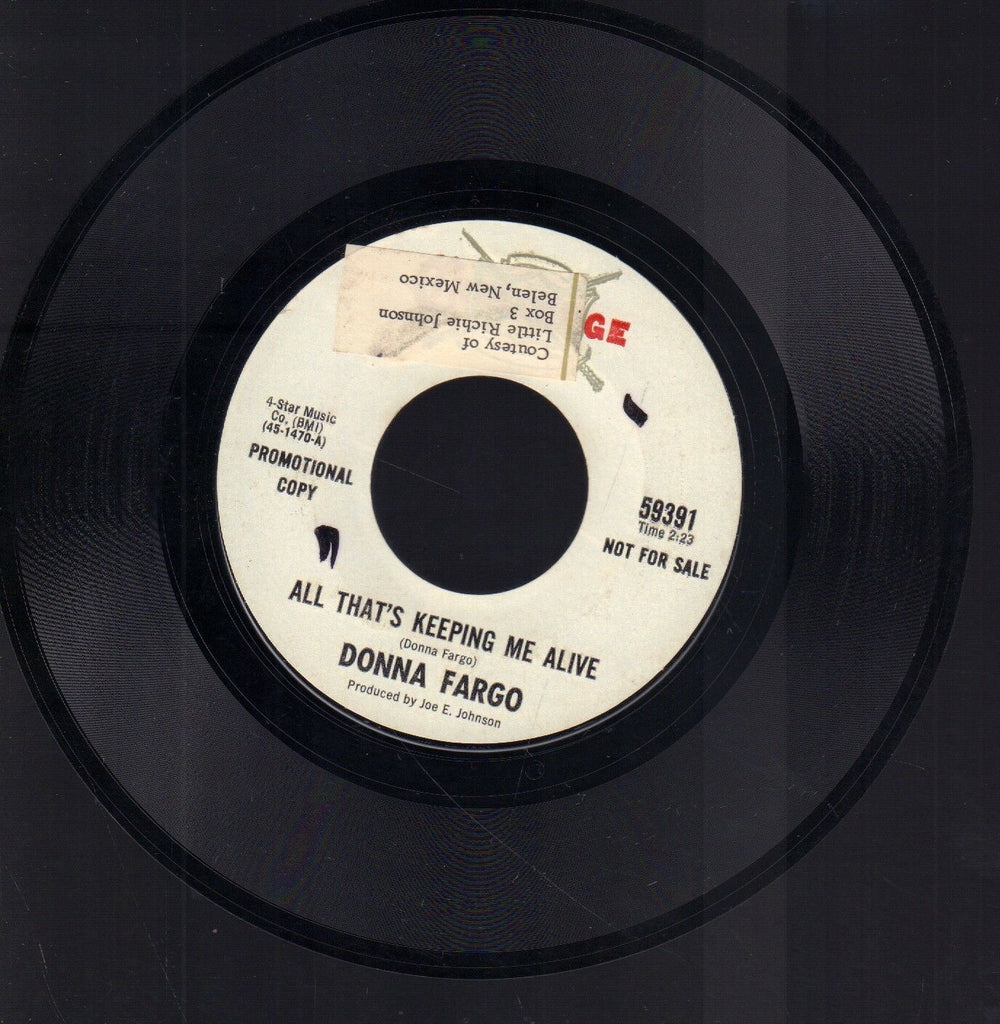 Donna Fargo Wishful Thinking Challenge 59391 WLP 45 RPM Vinyl 45AME