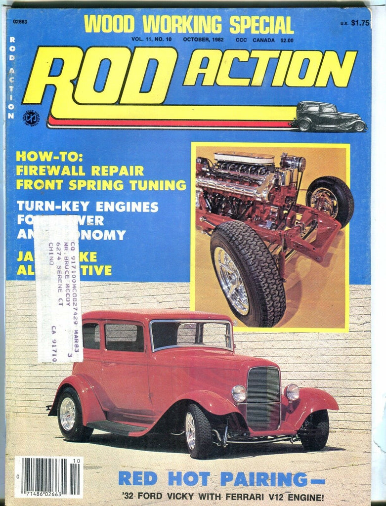 Rod Action Magazine October 1982 '32 Ford Vicky EX w/ML 031317nonjhe
