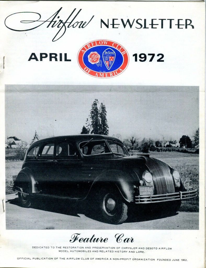 Airflow Newsletter April 1972 Chrysler DeSoto EX No ML 031017nonjhe