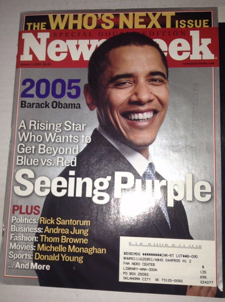 Newsweek Magazine Barack Obama Seeing Purple January 3, 2005 FAL 042717nonrh