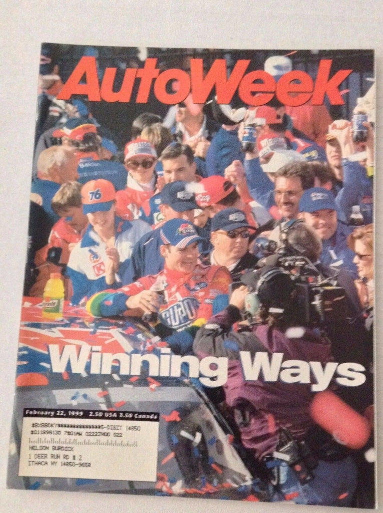 Autoweek Magazine Jeff Gordon Winning Ways February 22, 1999 020117RH