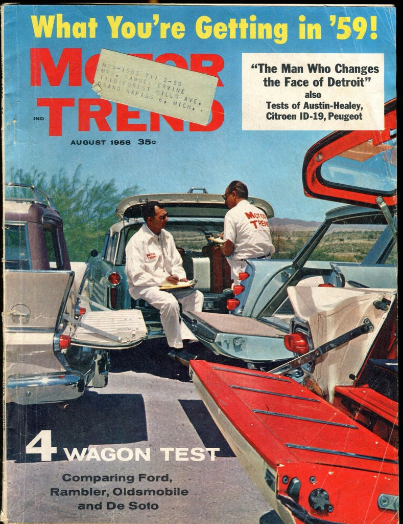 Motor Trend Magazine August 1958 4 Wagon Test VG w/ML 030117nonjhe