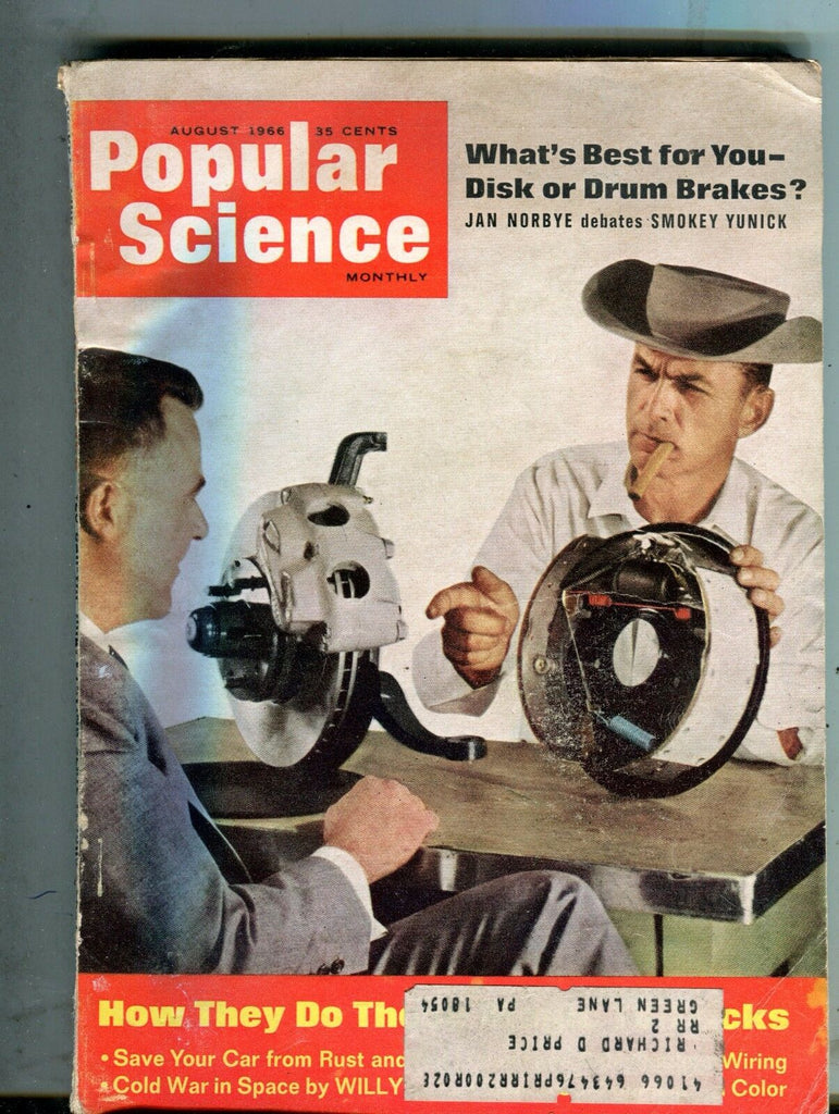 Popular Science Magazine August 1966 Disk Drum Brakes w/ML 070317nonjhe