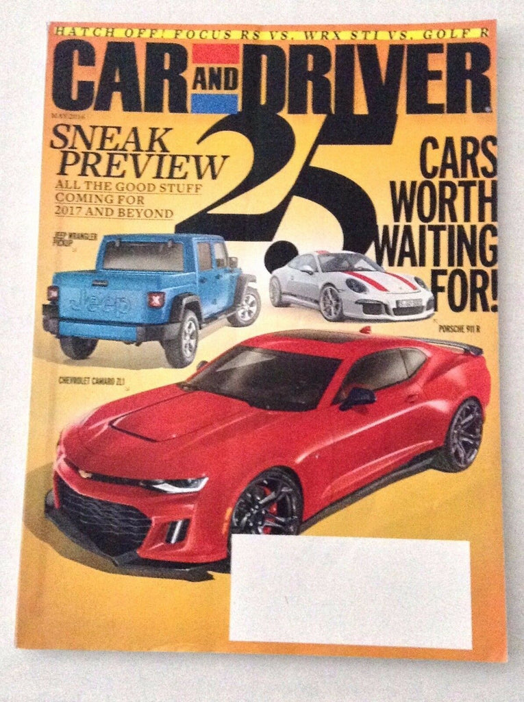 Car And Driver Magazine Chevy Camaro ZL1 Porsche 911 R May 2016 121916rh