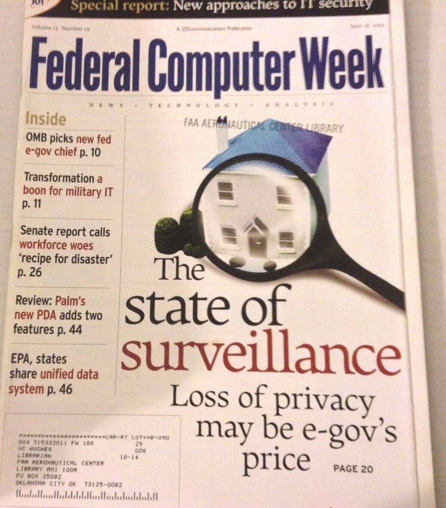 Federal Computer Weekly Magazine Surveillance June 18, 2001 080117nonrh
