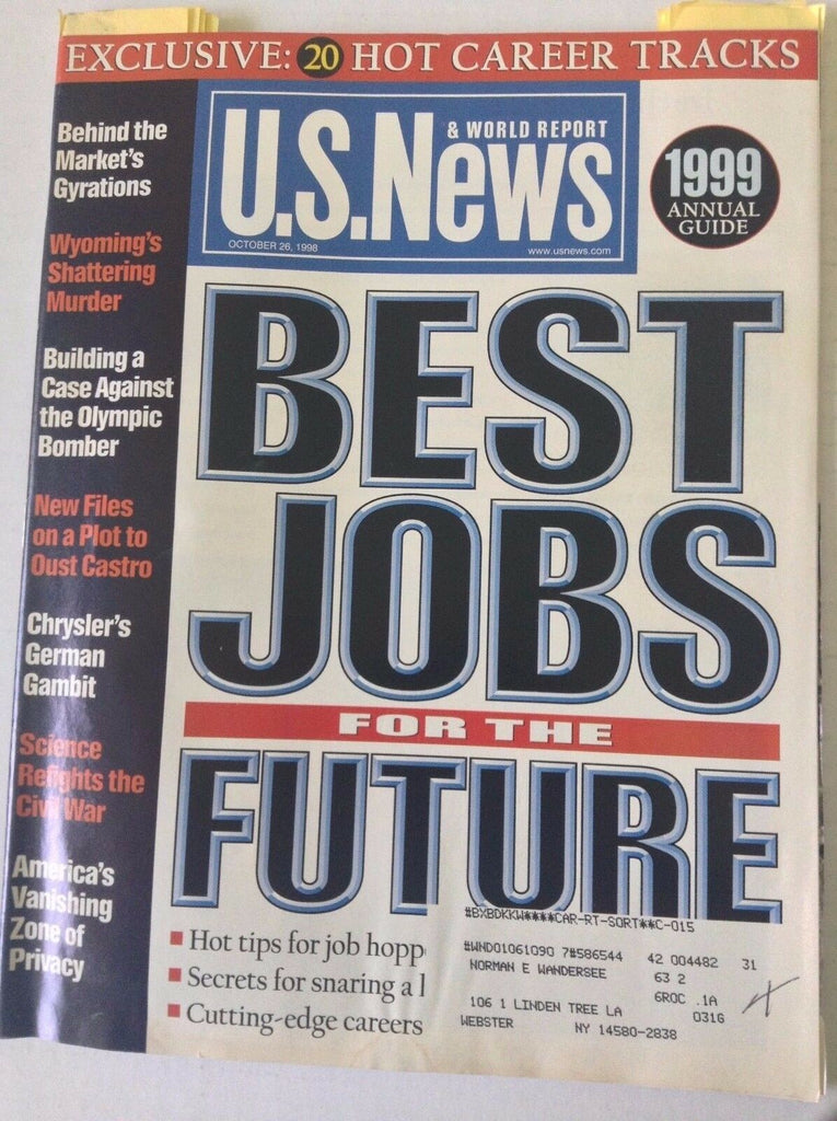 U.S. News Magazine Best Jobs for The Future October 26, 1998 051117nonrh