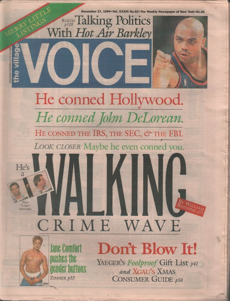 The Village Voice NYC Dec 27 1994 Tony Limo Sarivola Charles Barkley 122019AME