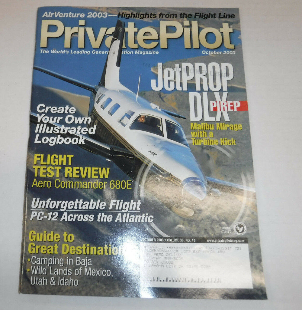 Private Pilot Magazine PC-12 Across The Atlantic October 2003 FAA 102016R