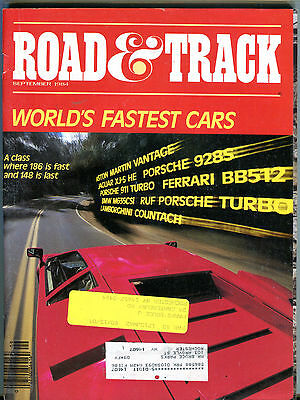 Road & Track Magazine September 1984 World's Fastest Cars EX 073016jhe