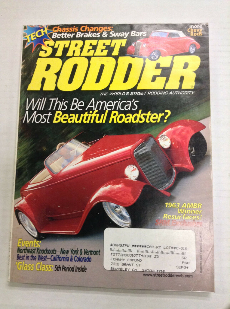 Street Rodder Magazine 1963 AMBR Winner Resurfaces February 2003 031017NONRH