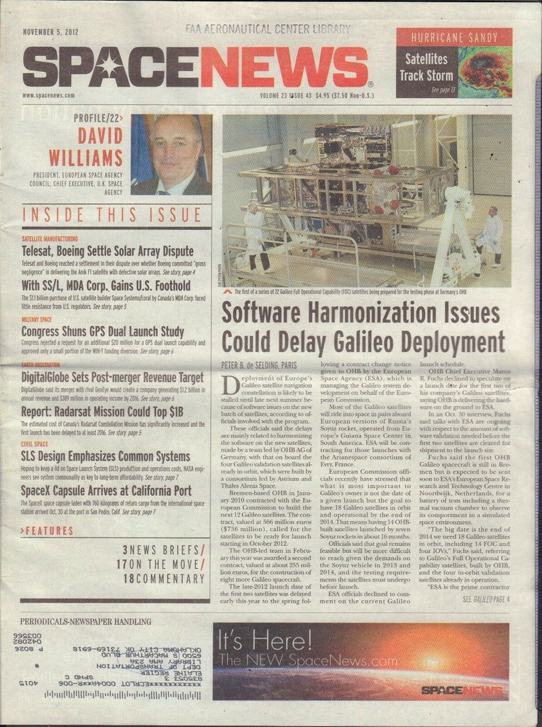 Space News November 5 2012 David Williams, Telesat FAA w/ML 110716DBE