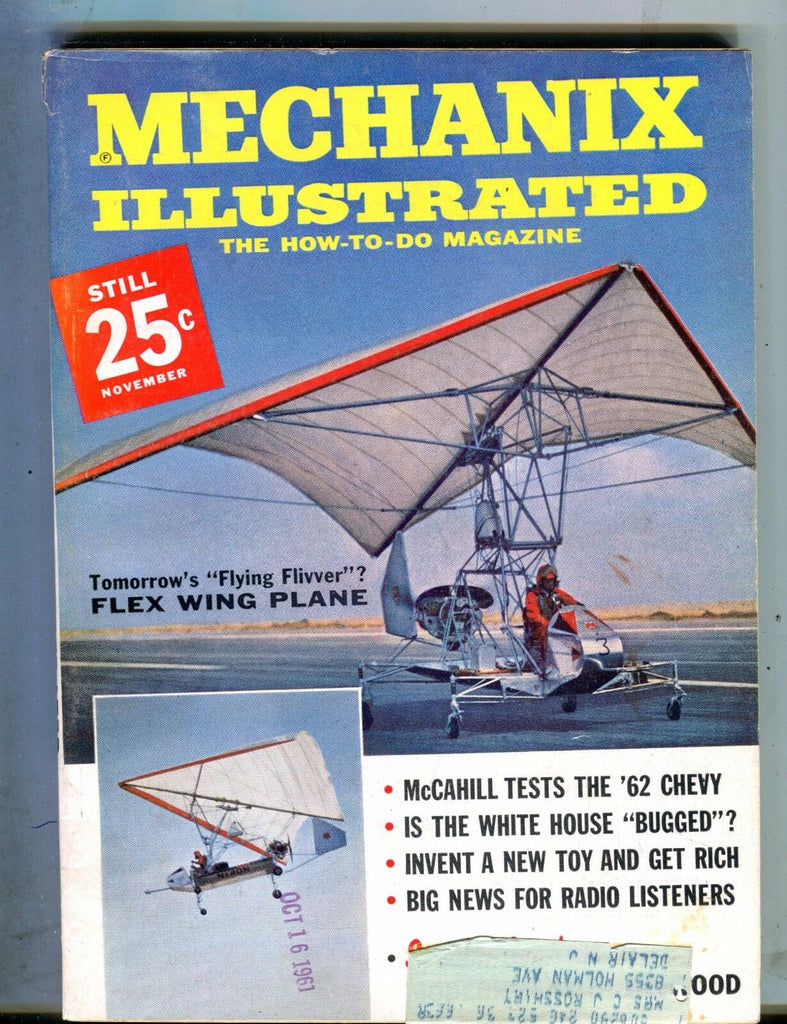 Mechanix Illustrated Magazine November 1961 Flex Wing Plane 062817nonjhe