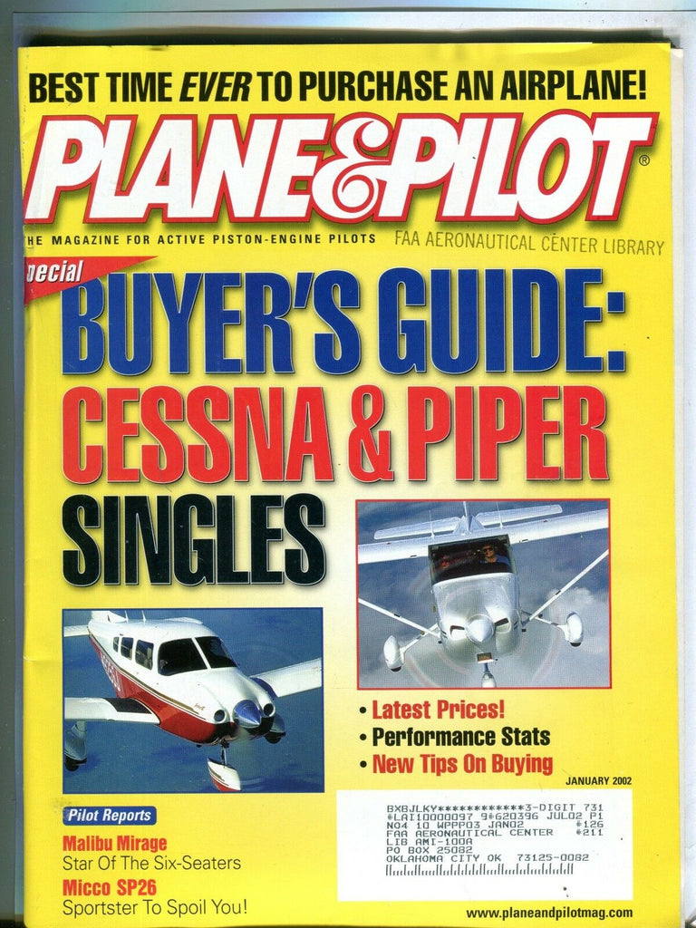 Plane & Pilot Magazine January 2002 Cessna Piper EX w/ML FAA Library 101716jhe