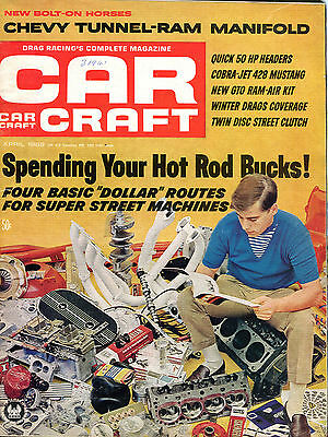 Car Craft Magazine April 1968 Chevy Tunnel-Ram Manifold EX 012016jhe