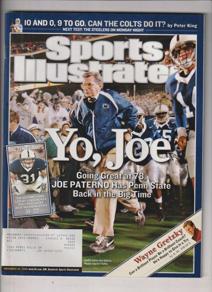 Sports Illustrated Joe Paterno Paul Posluszny November 28, 2005 021420nonr