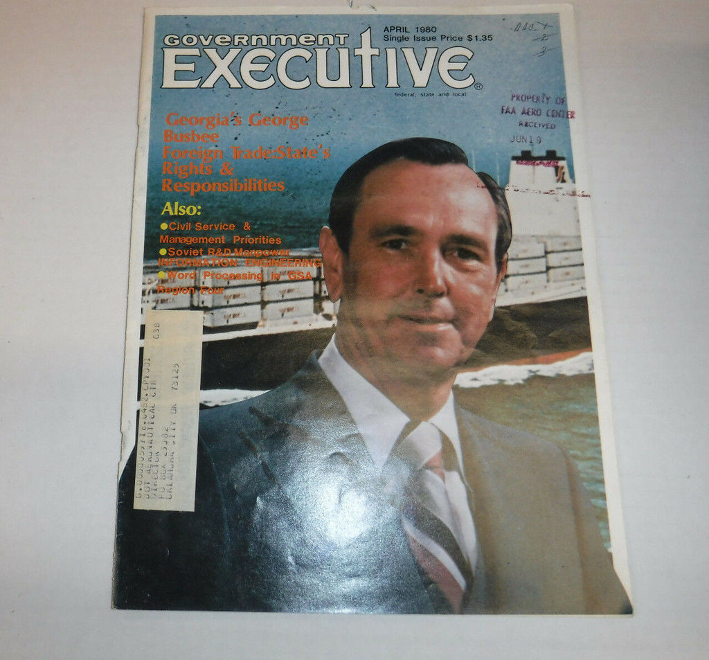 Government Executive Magazine Georgia's George Busbee April 1980 FAL FAA 102016R