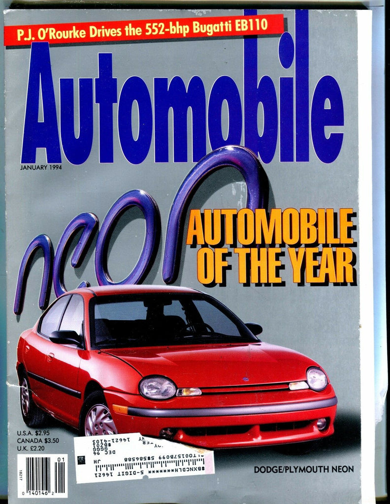 Automobile Magazine January 1994 Dodge Plymouth Neon EX w/ML 042617nonjhe