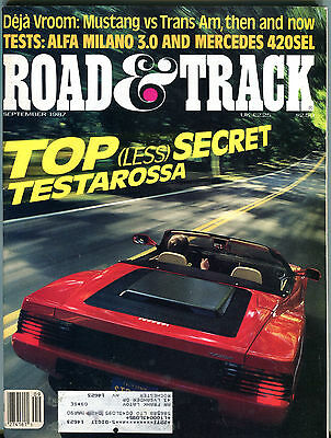Road & Track Magazine September 1987 Top Secret Testarossa VGEX 010416jhe2
