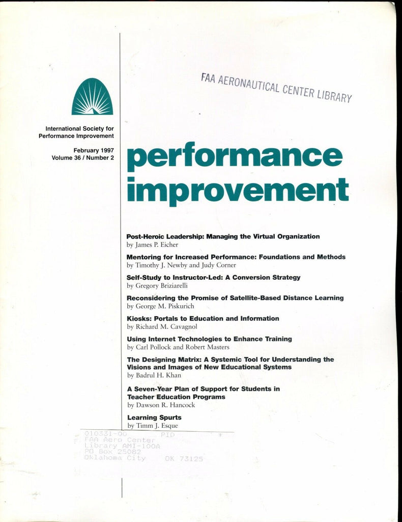Performance Improvement Magazine February 1997 FAA EX w/ML 022417nonjhe