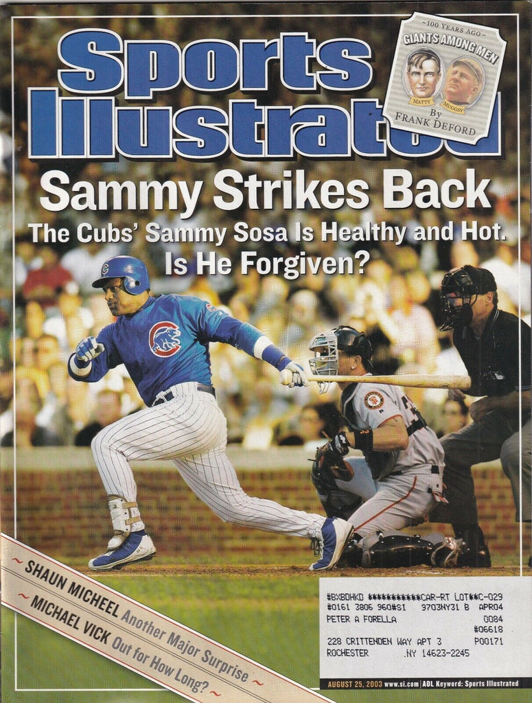 Sports Illustrated Cubs' Sammy Sosa Shaun Micheel August 25, 2003 091519nonr