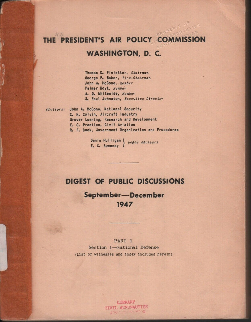 Presidents Air Policy Commission Sept-Dec 1947 Part 1 exFAA 062918DBE2