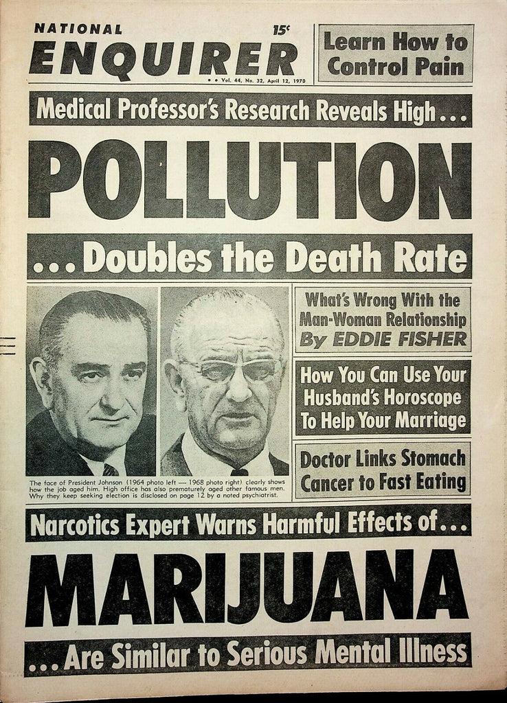 National Inquirer Vintage April 12 1970 Lyndon B Johnson Eddie Fisher 030321ame