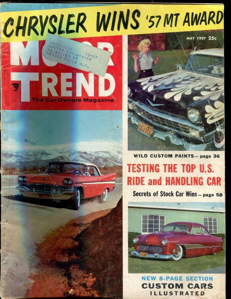 Motor Trend Magazine May 1957 Custom Paints VG w/ML 011617jhe