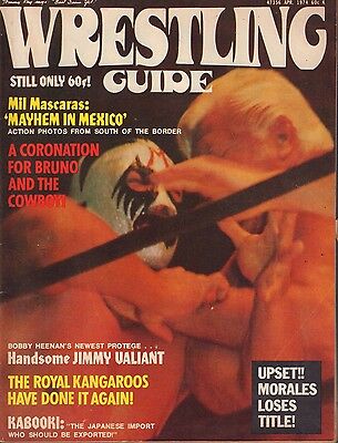Wrestling Guide April 1974 Mil Mascaras, Jimmy Valiant VG 072716DBE