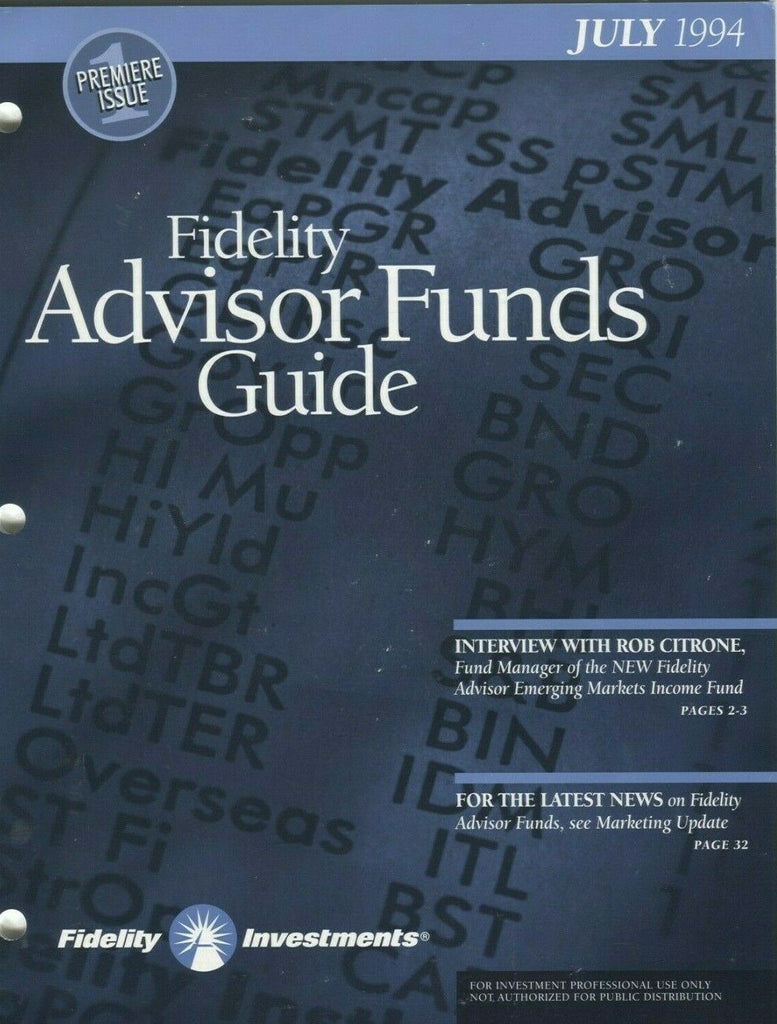 Fidelity Advisor Funds Guide July 1994 Premiere Issue Investment Mag 021220DBE