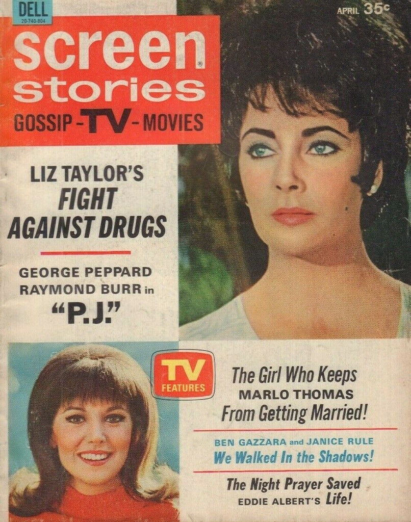 Screen Stories April 1968 Liz Taylor George Peppard Raymond Burr 021119DBE