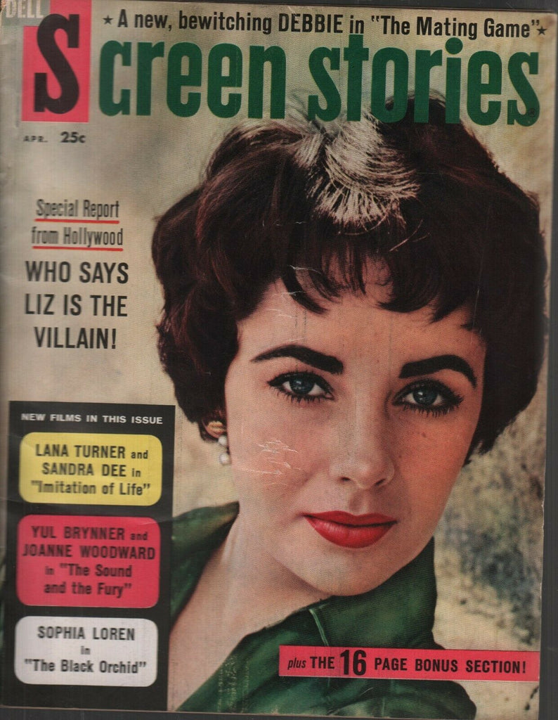 Screen Stories April 1959 Lana Turner Sandra Dee Elizabeth Taylor 110119AME