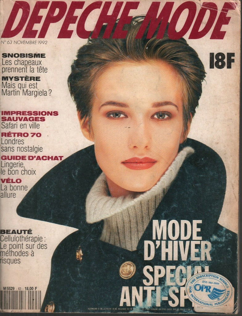 Depeche Mode French Magazine Novembre 1992 Martin Margiela 091319AME