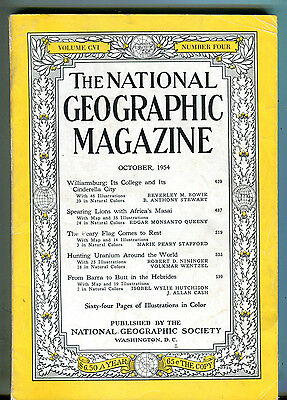 National Geographic Magazine October 1954 Williamsburg VG 071316jhe