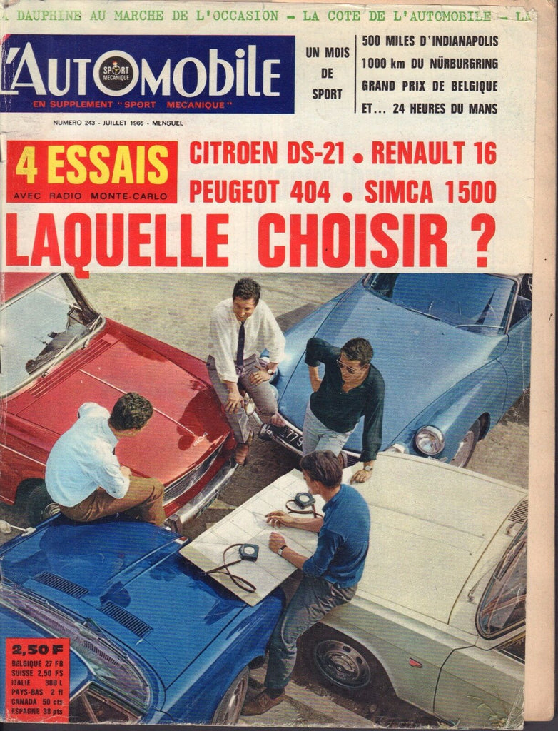 L'AutOmobile July 1966 Citroen, Peugot, Simca French Auto Magazine 051617nonDBE